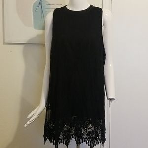 No brand black lace no sleeve top/dress size 1X, EUC